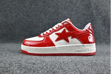A Bathing Ape Bape Sta Patent Leather White Red