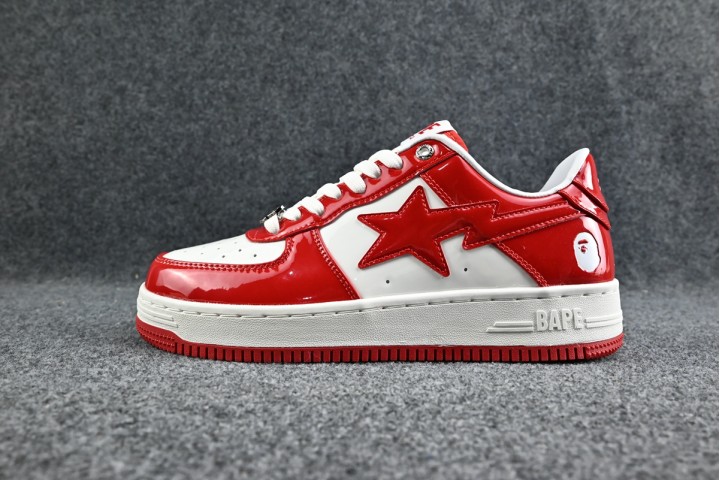 A Bathing Ape Bape Sta Patent Leather White Red