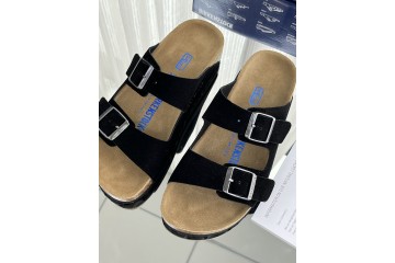 Birkenstock Arizona Birkibuc Nubuck Suede Black