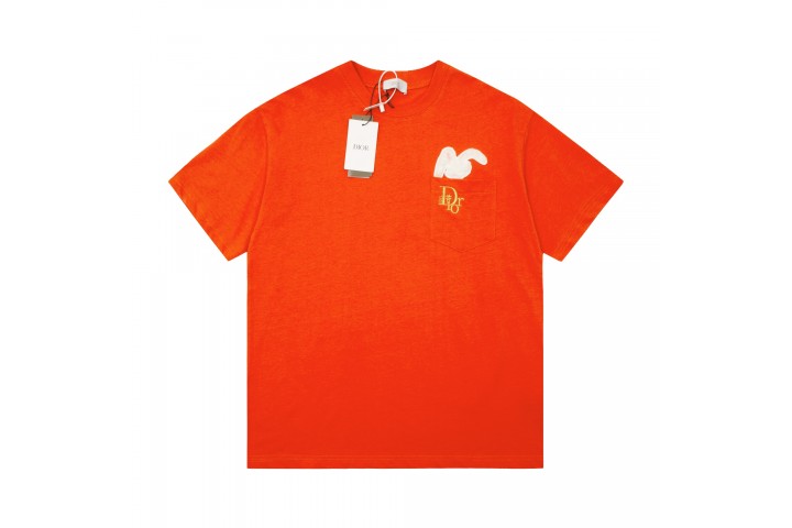 Dior Year of the Rabbit embroided Logo T-shirt Red