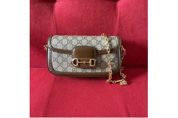 GUCCI Horsebit 1955 Shoulder Bag Beige ebony
