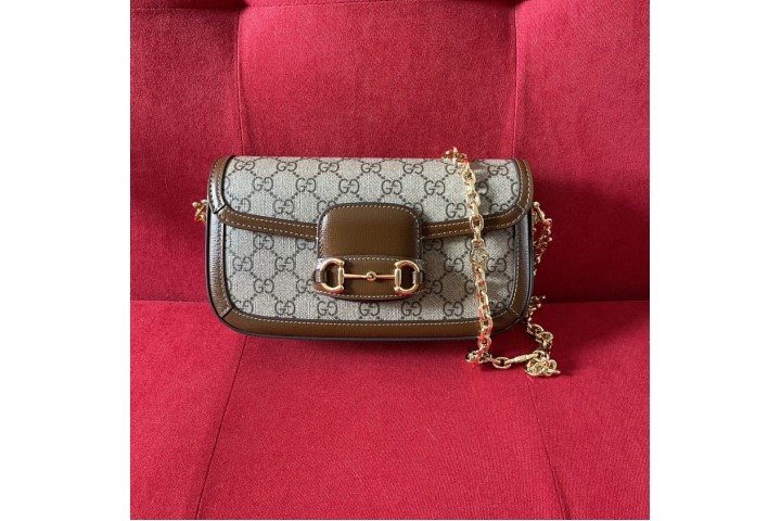GUCCI Horsebit 1955 Shoulder Bag Beige ebony