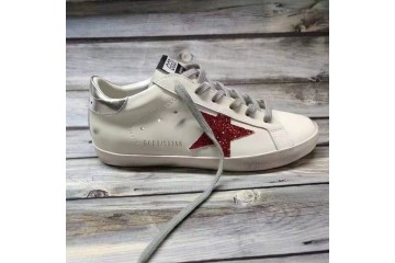 Golden Goose Super-Star White Silver Red Glitter