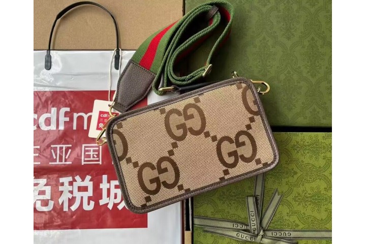 Gucci Jumbo Camel Ebony Canvas GG Mini Bag