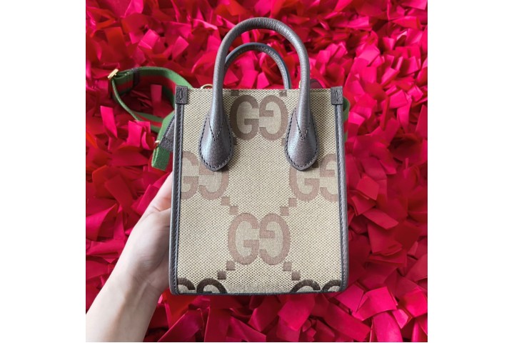 Gucci Jumbo GG Tote Bag Mini Camel Ebony