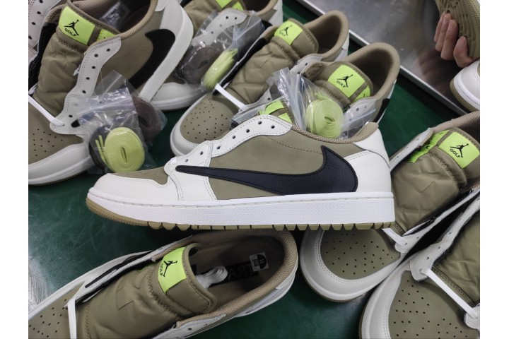 GD Jordan 1 Retro Low Golf Travis Scott Neutral Olive