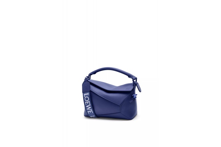LOEWE Puzzle Edge Bag In Satin Calfskin Small Deep Purple Glaze