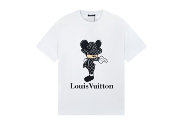 Louis Vuitton Cartoon Mickey Printed T-shirt White