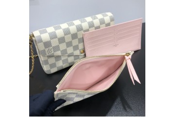 Louis Vuitton Pochette Felicie Damier Azur Rose Ballerine Lining