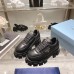 Prada Monolith 55mm Lace Up Loafer Black Brushed Leather