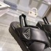 Prada Soft Padded 35mm Wedge Sandals Black Nappa Leather