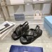 Prada Soft Padded 35mm Wedge Sandals Black Nappa Leather