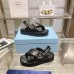 Prada Soft Padded 35mm Wedge Sandals Black Nappa Leather
