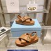 Prada Soft Padded 35mm Wedge Sandals Brown Nappa Leather