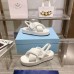 Prada Soft Padded 35mm Wedge Sandals White Nappa Leather