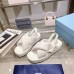 Prada Soft Padded 35mm Wedge Sandals White Nappa Leather