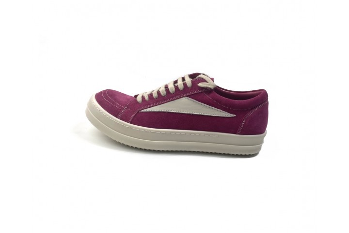 Rick Owens EDFU Vintage Sneaks Velour Suede Hot Pink Milk White